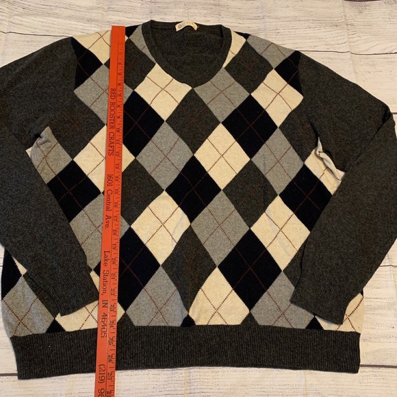 J. Crew Argyle Mens Size XL Cotton Cashmere Blend Sweater - Picture 3 of 7